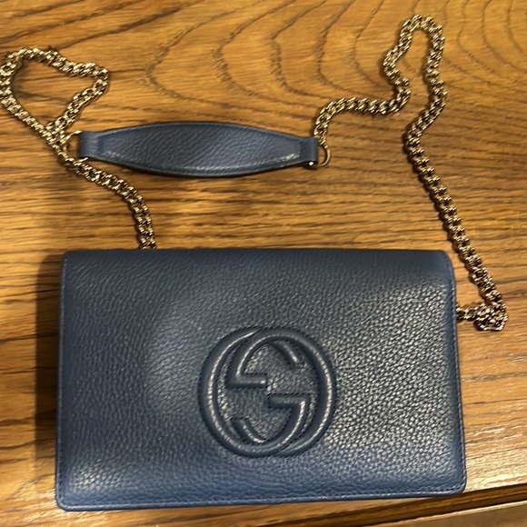 Gucci soho wallet navy blue with chain - Picture 3 of 3
